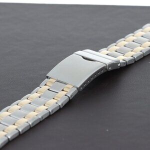Hadley-Roma Yellow Gold Plated & Steel Two-Tone 22mm-28mm Watch Bracelet / Band